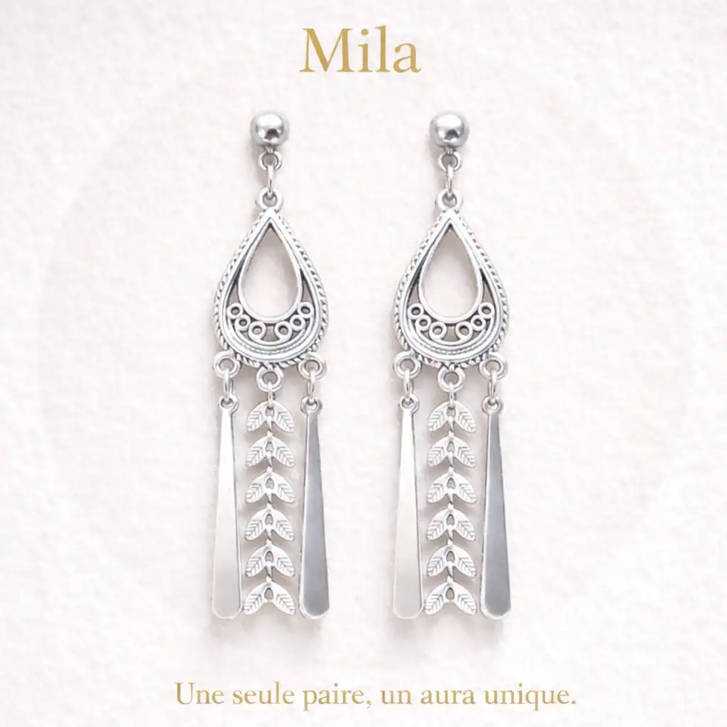 Boucles d’oreilles acier inoxydable argenté clou – Bijoux bohème chic femme