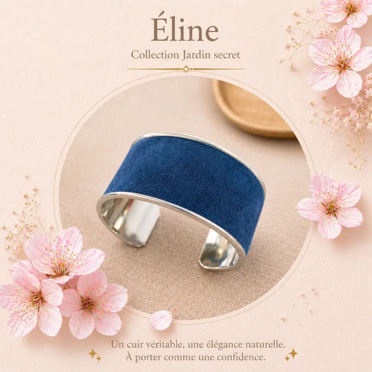 Éline bracelet cuir véritable