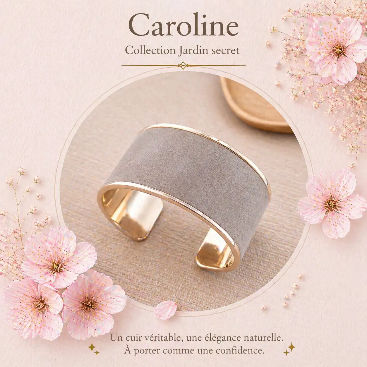 Caroline bracelet en cuir véritable