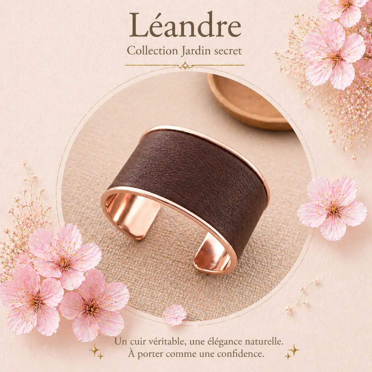 Léandre - bracelet en cuir véritable