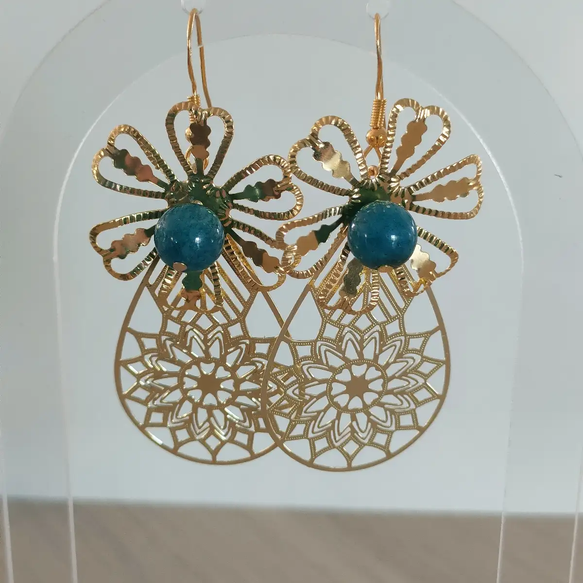 Boucles d'oreilles Elora – Acier inoxydable & apatite naturelle ✨