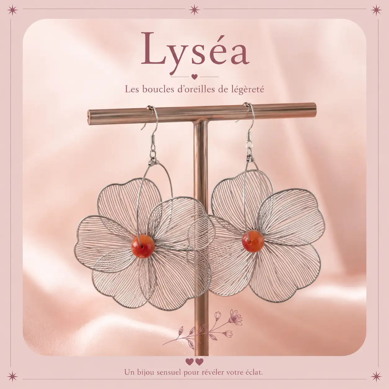 Boucles d’oreilles fleur XXL en acier inoxydable | Modèle unique