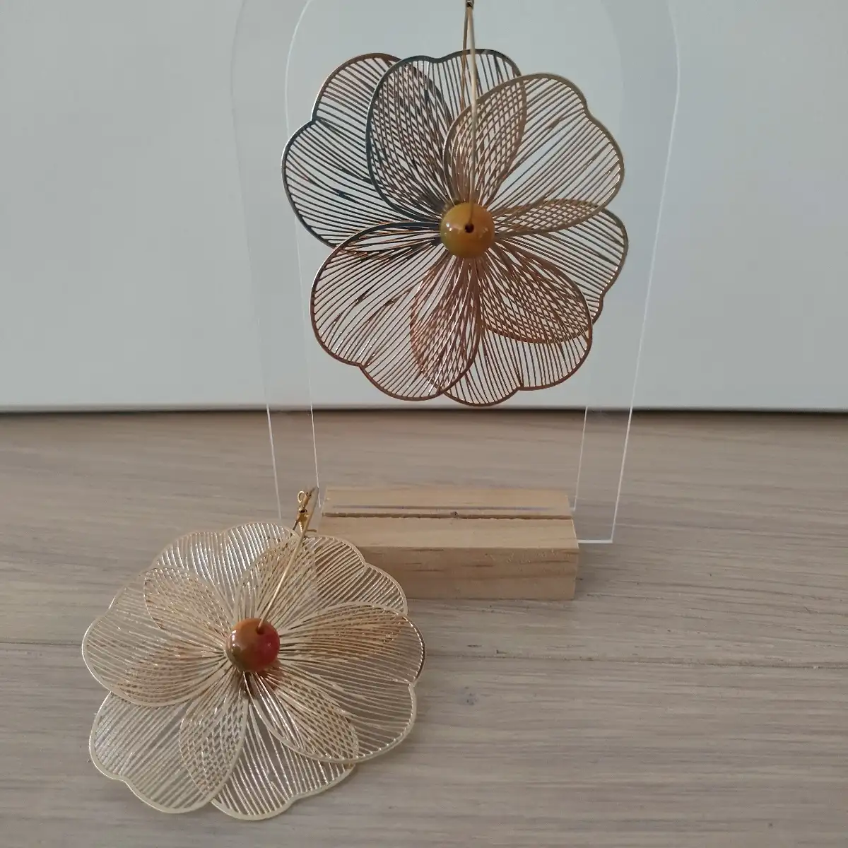 Boucles d’oreilles fleur XXL en acier inoxydable | Modèle unique