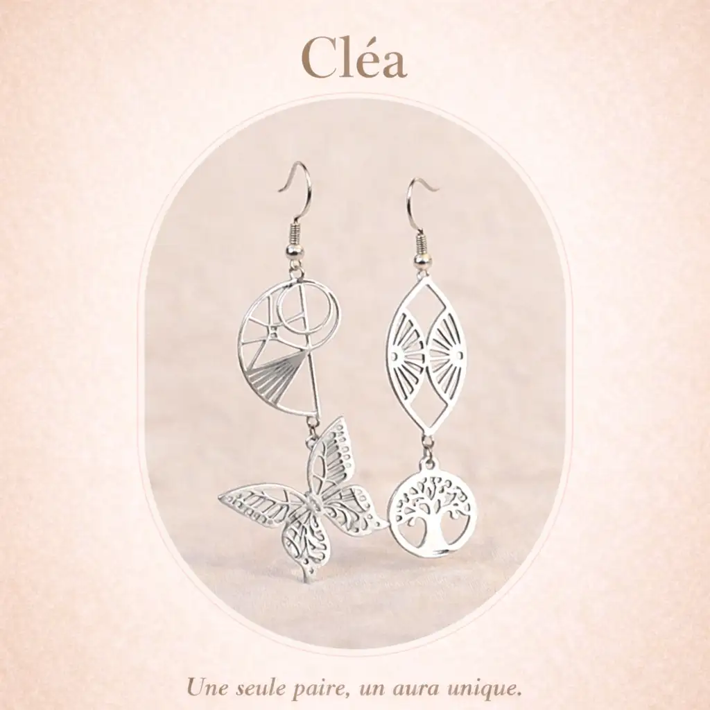 Boucles d'oreilles asymétriques en acier inoxydable | Modèle unique artisanal –