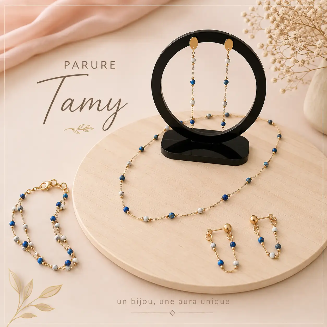 Parure Tamy | Parure de bijoux artisanale en acier inoxydable | Modèle unique